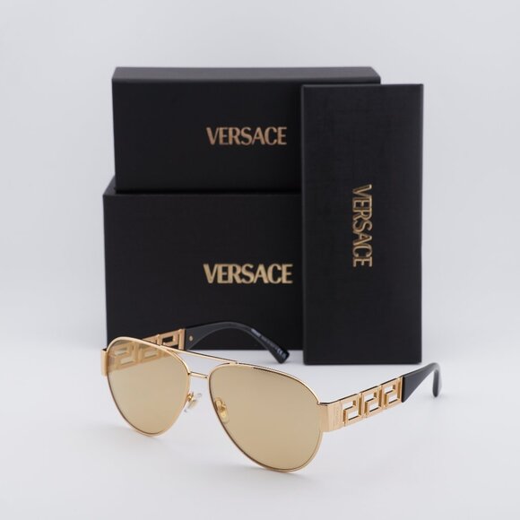 Versace VE2289 1002D8 Aviator Sunglasses – Gold/Light Yellow Mirror - Picture 1 of 9